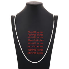 4mm Silvery Twist Rope Bracelet Necklace For Men