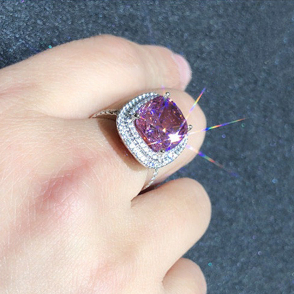 Pink Zirconia Wedding Bridal Party Women Rings Gift