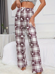 Plaid Print Lounge Bottoms Elastic Waist Lounge Pants Women's Sleepwear