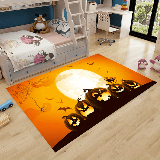 Pumpkin Lantern Print Area Rug Halloween Themed Floor Mat