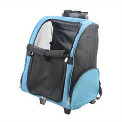 Dog Backpack Pet Travel Carrier with Double Wheels