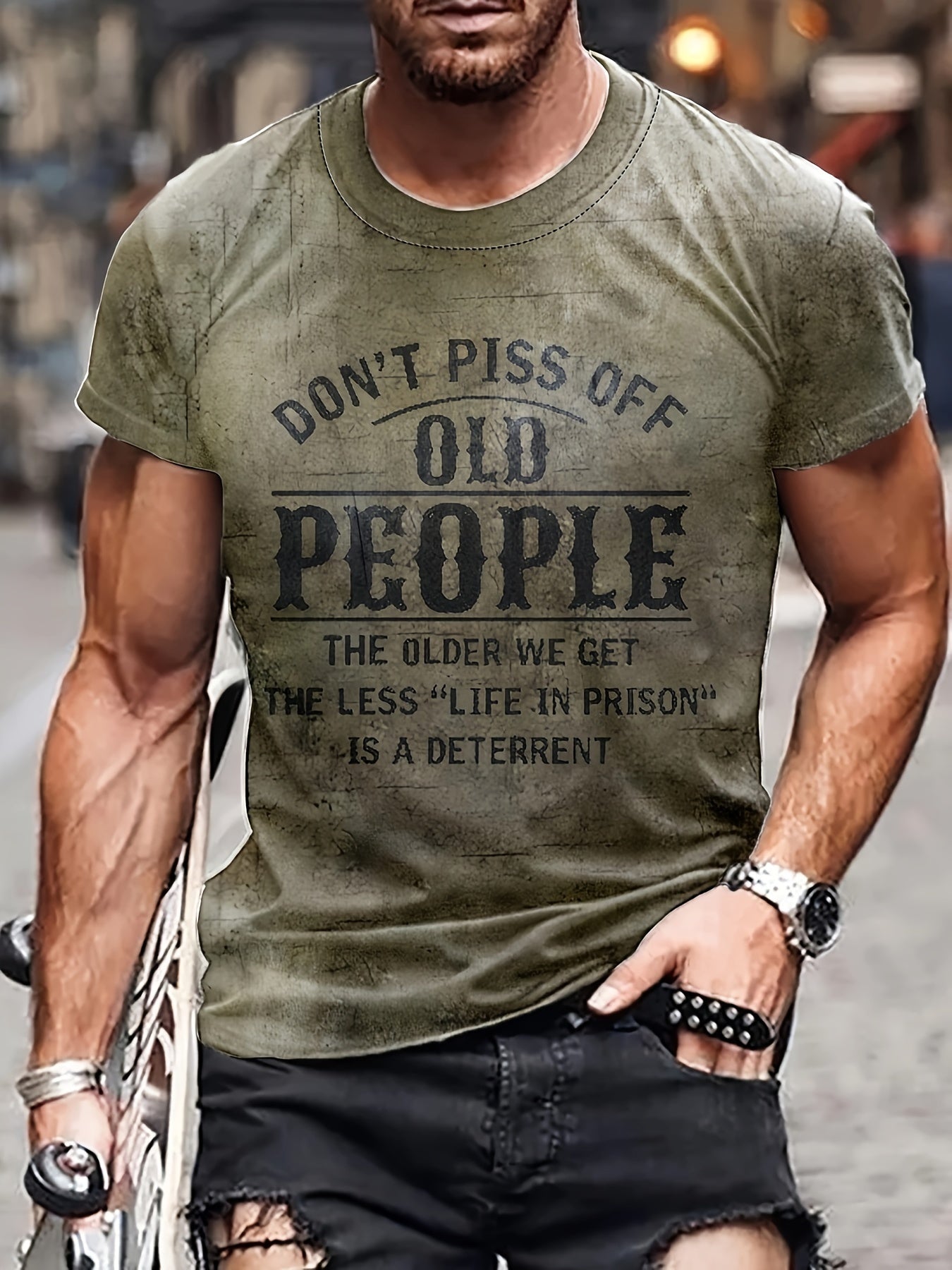 Old People Pattern Print Men's Short Sleeve Comfy T-shirt
