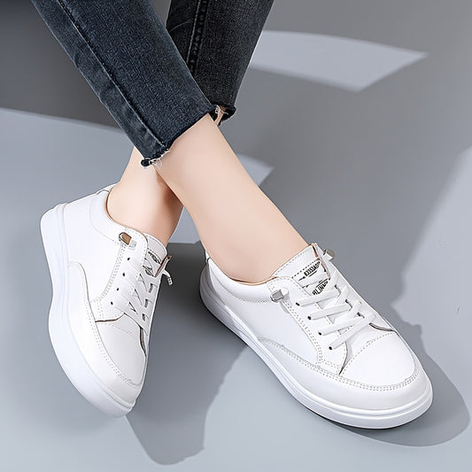Women's Plaid Soft Sole Round Toe Board Shoes Lace up Casual Flat Walking Shoes