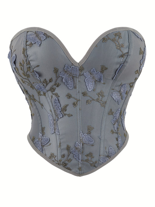 Butterfly Embroidery Corset Body Shaper Women's Lingerie