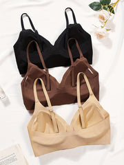 3pcs Seamless Wireless Push Up Bra Comfy & Breathable Lingerie