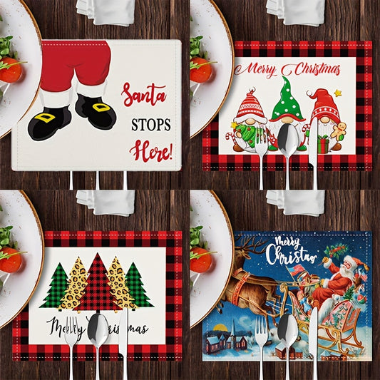 6pcs Christmas Printed Table Mat Home Table Tablecloth