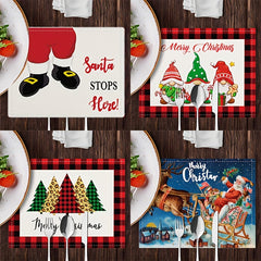 6pcs Christmas Printed Table Mat Home Table Tablecloth
