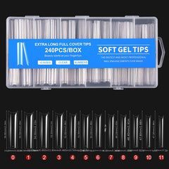 240Pcs C Curve Nail Tips Clear False Nail Tips for Gel Acrylic Press On Nails
