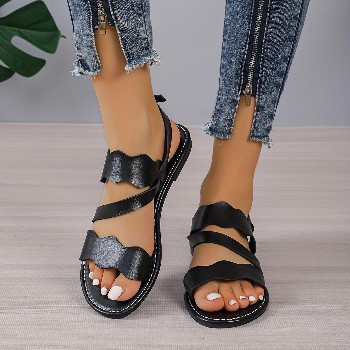 Women's Casual Solid Sandals Lightweight Beach Shoes
