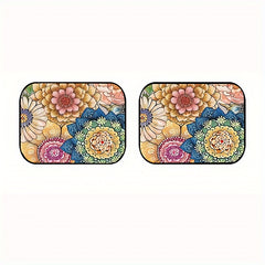 4pcs Colorful Floral Car Floor Mats Water Absorbent Non-slip Stain Resistant