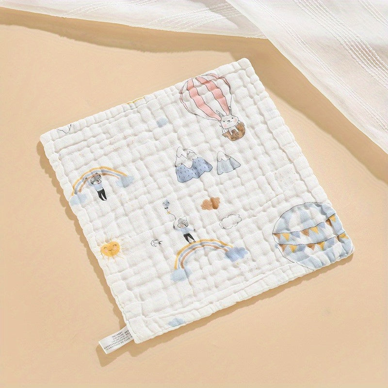 6-Layer High Density Baby Gauze Handkerchief Towel with Embroidered Bubble Gauze