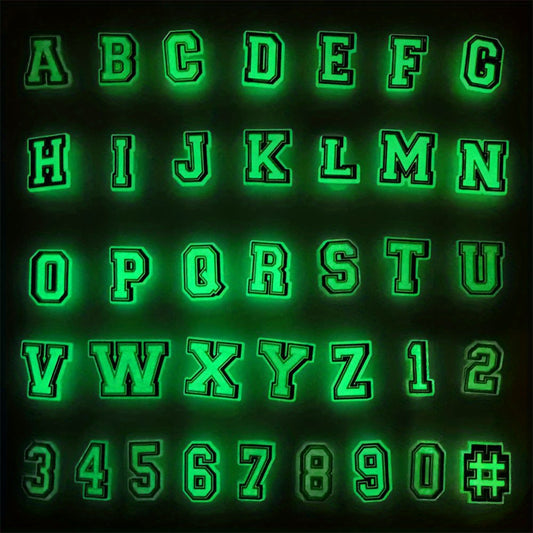 37pc Glow In The Dark Shoe Decoration Letters Numbers Charms