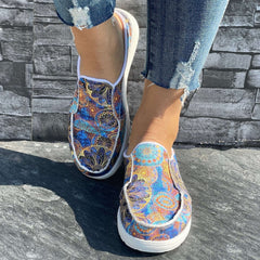 Geometric Pattern Slip On Shoes - Women's Lightweight Comfortable