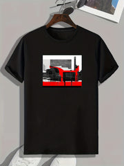 Modern Architecture Print Men's Comfy T shirt for Outdoor Summer