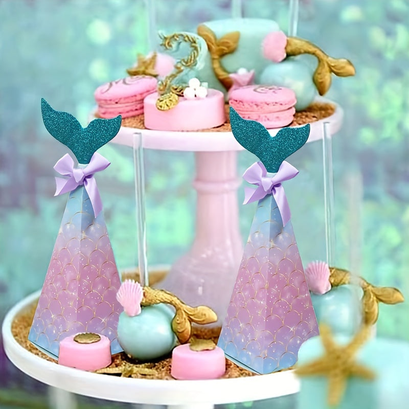 10pcs Mermaid Candy Box Birthday Party Wedding Packaging Box