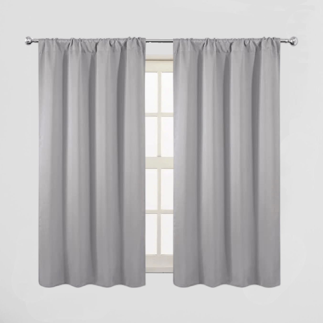 Thermal Insulated Blackout Curtains Rod Pocket Silvery Gray