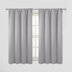 Thermal Insulated Blackout Curtains Rod Pocket Silvery Gray