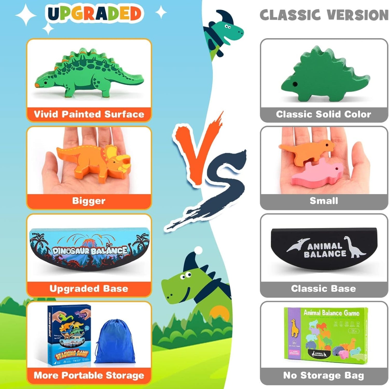 Wooden Dinosaur Stacking Toy for Kids Age 3-5