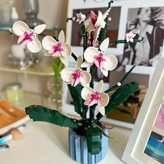 608pcs Orchid Building Blocks Plant Decor Artificial Building Set Home Decor