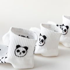 5 Pairs Women's Panda Print Cotton Ankle Socks