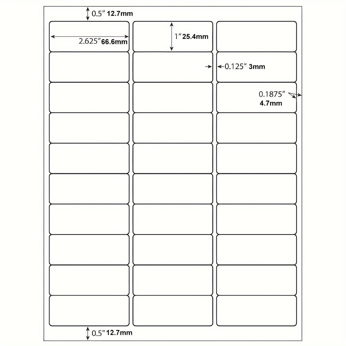 Self Adhesive Labels Pack of 900 Labels 1 x 2 5/8 (30 Sheets)