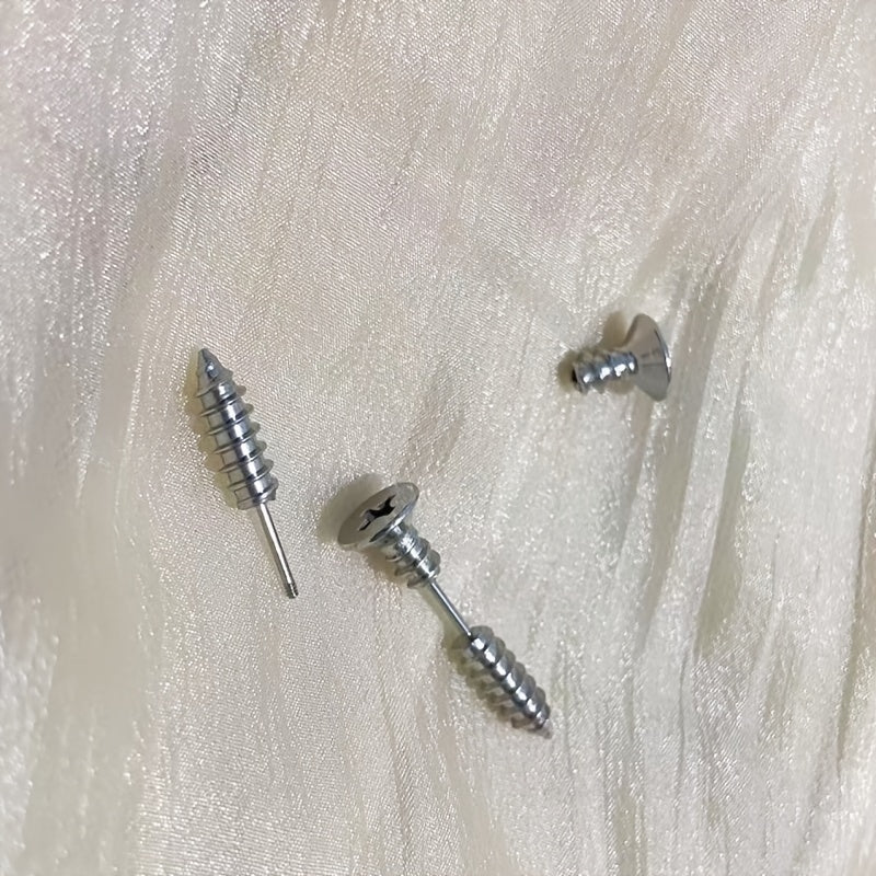 Hip Hop Stainless Steel Screw Stud Earrings