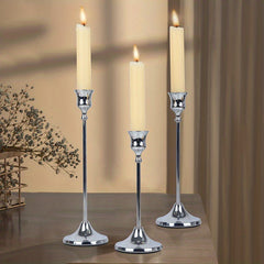 Set Of 3 Candlestick Holders Metal Candle Stick Holders For Table Centerpiece
