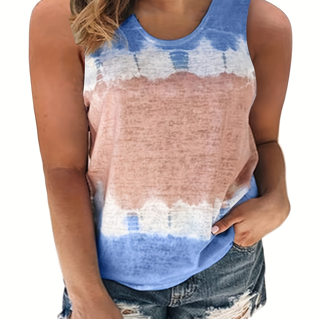  Tie Dye Round Neck Tank Top