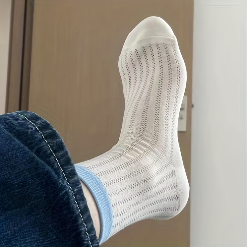 3 Pack Colorblock Crew Socks for Women
