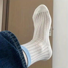 3 Pack Colorblock Crew Socks for Women