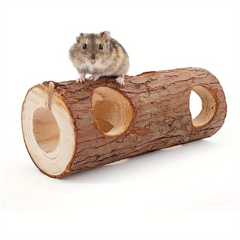 Wooden Hamster Toy Tunnel Tree Trunk Tooth Grinding Fun