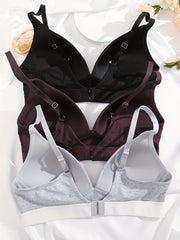 3pcs Letter Print T Shirt Bras Push Up Bra Women's Lingerie