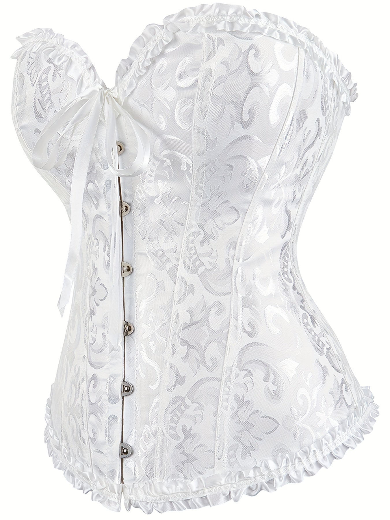 Floral Jacquard Underbust Corset Zip Lace Back