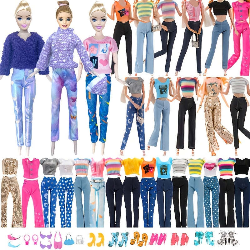 11.5" Doll Clothes Set - Tops, Pants, Accessories