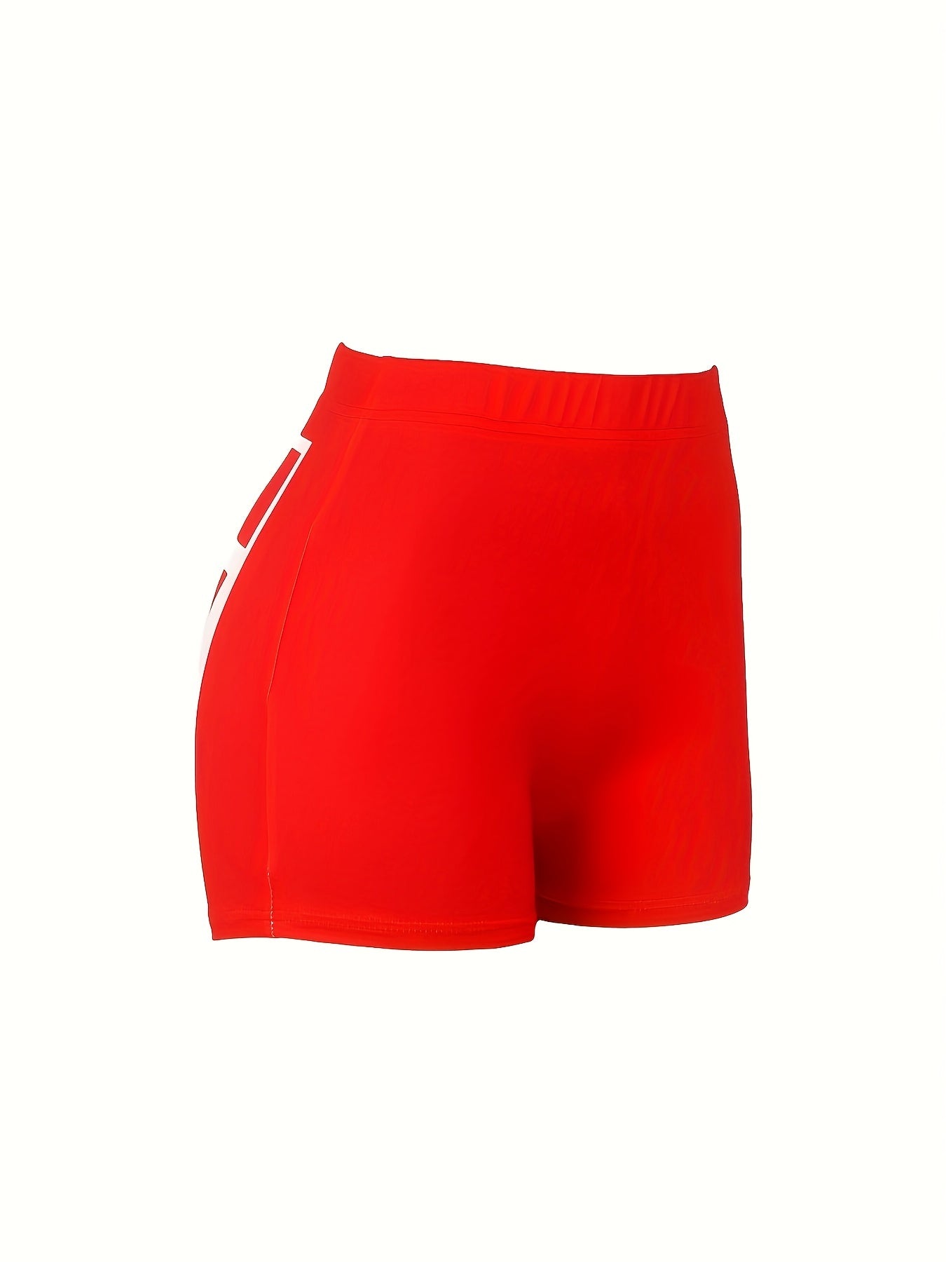 Plus Size Sexy Shorts Women's Plus Letter Print Elastic High Rise Shorts