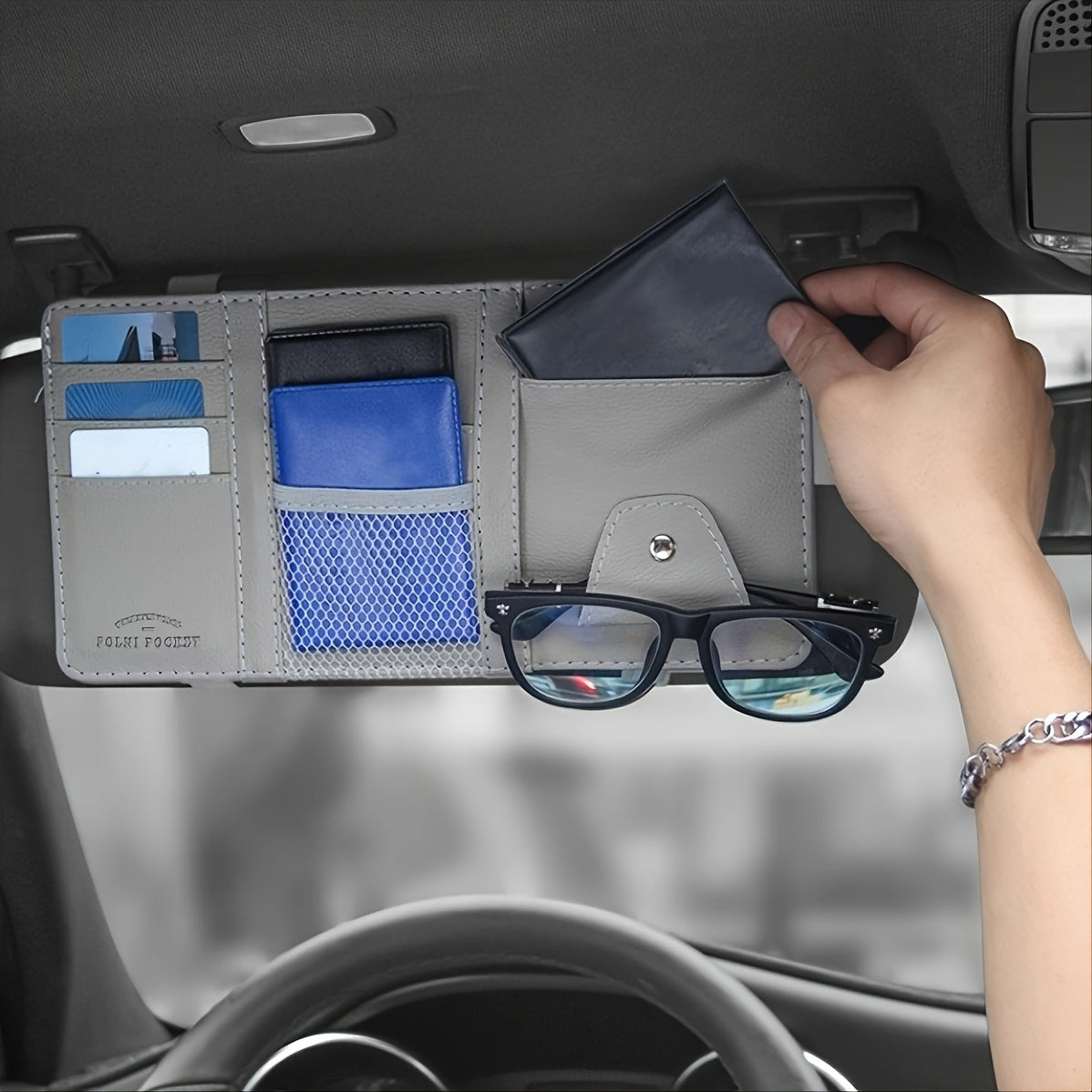 Car Sun Visor Organizer Pocket Sunglasses Holder