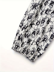  Casual Pants Women's Plus Allover Letter Print Elastic High Rise