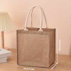 Retro Burlap Tote Bag Large Capacity Waterproof Handbag for Moms