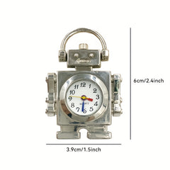 Vintage Robot Pocket Watch Necklace Key Chain for Kids