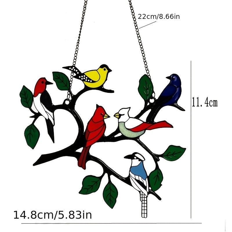 Multicolor Birds Metal Iron Art Double Sided Painted Window Bird