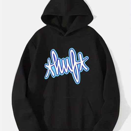 Letter Print Hoodie Men's Casual Graphic Pullover Hooded Sweatshirt