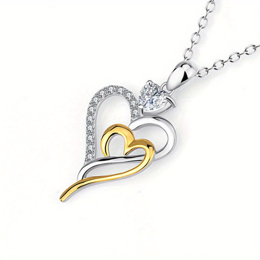 Girl's And Fairy Double Love Necklace Heart Shaped Pendant