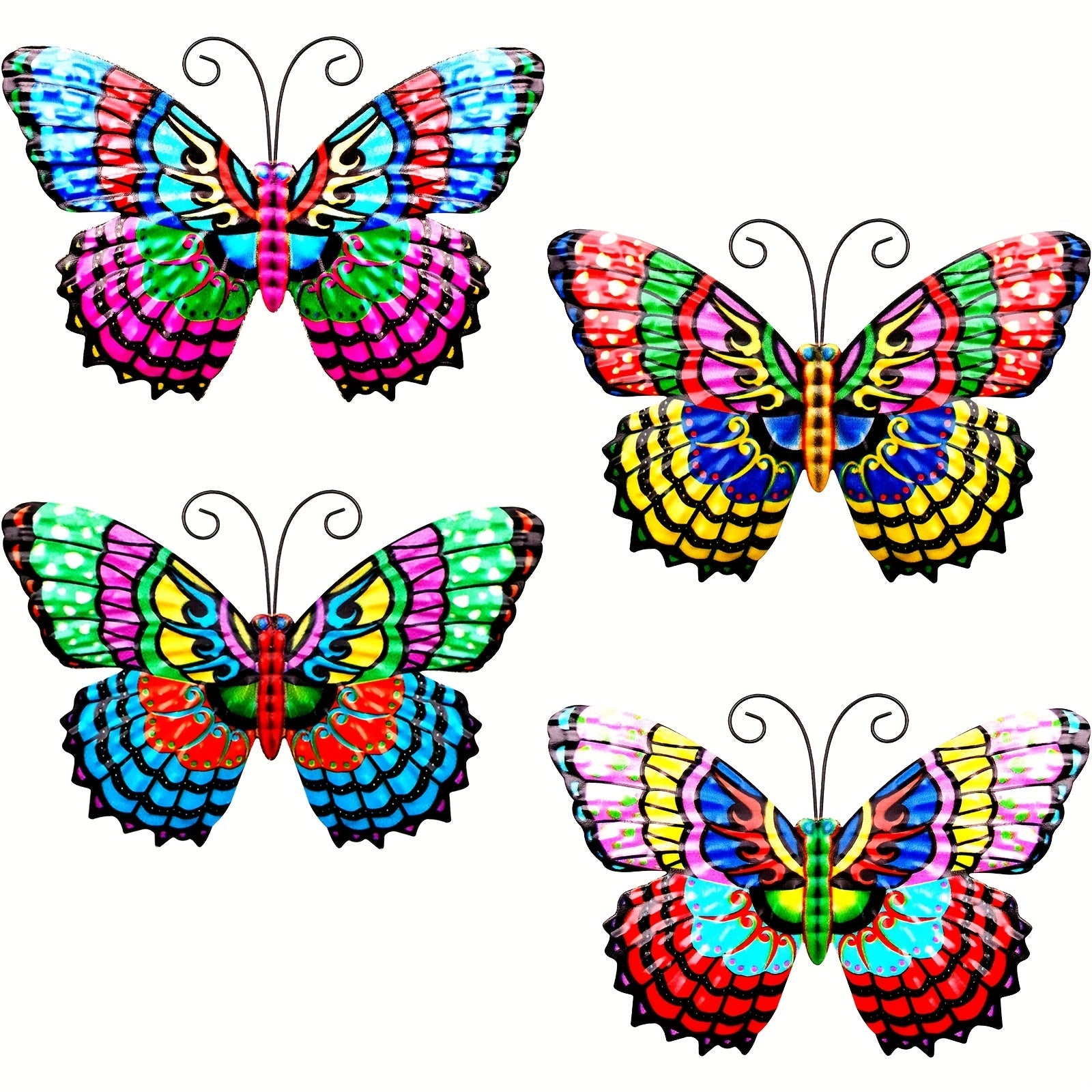 4pcs 3D Metal Butterfly Wall Decor 7.5'' Home Garden Bedroom Wedding Party Decor