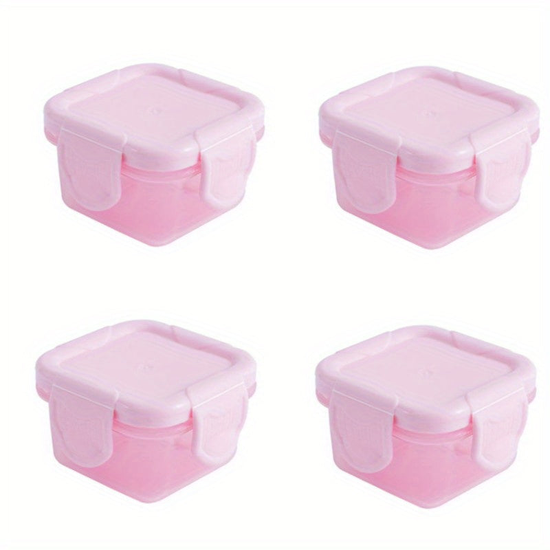 4pcs Mini Food Storage Container Leakproof Lid 60ml