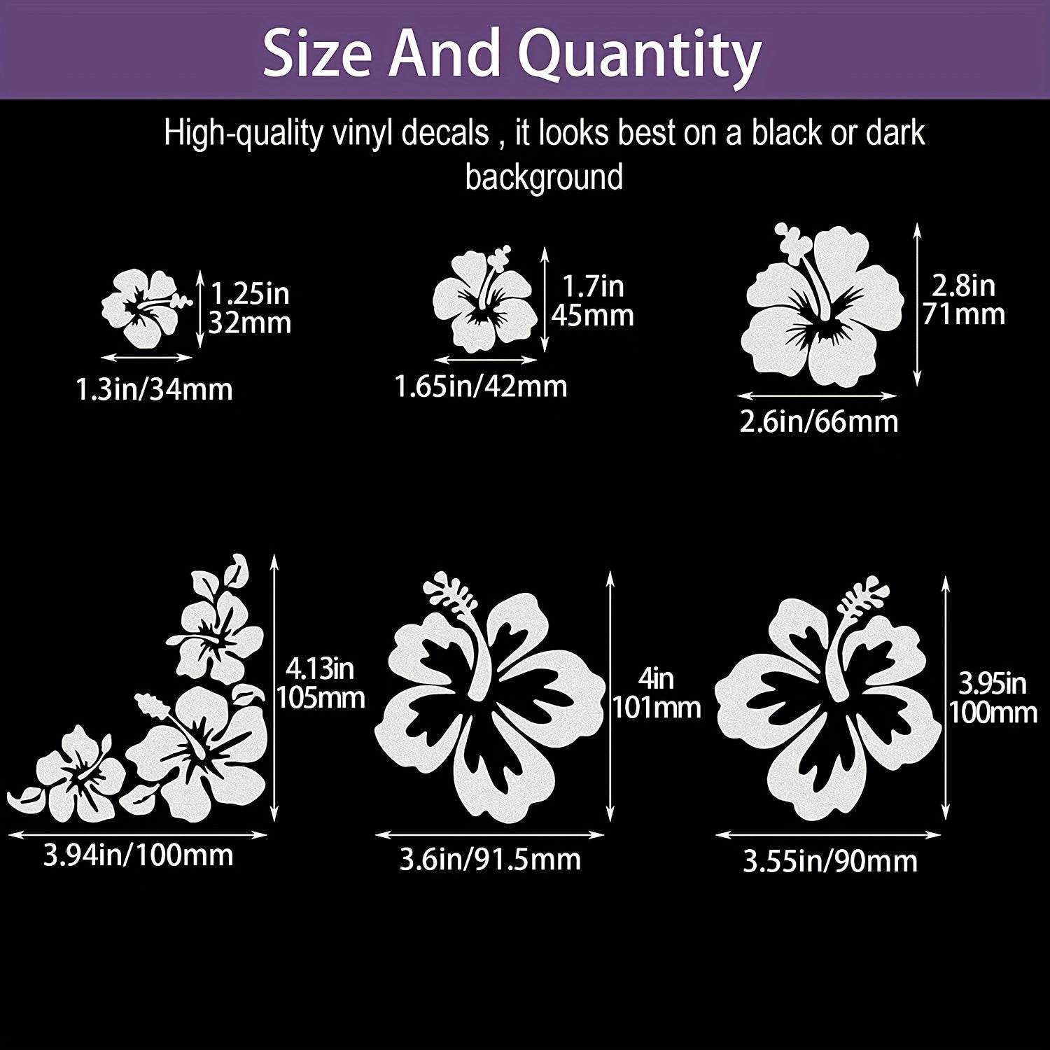 Waterproof Hibiscus Flower Decals for Cars, Trucks, Motorcycles