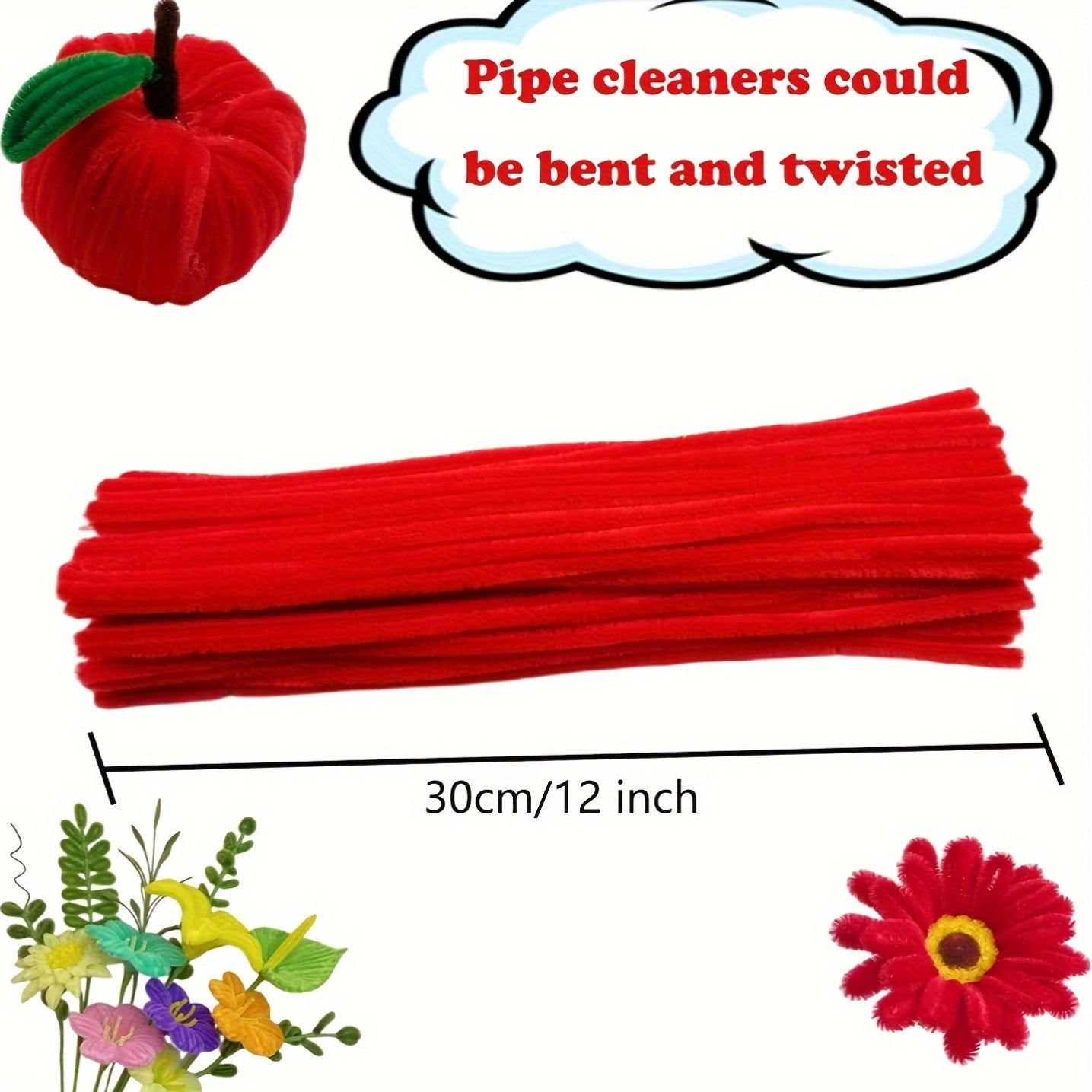 201 Pipe Cleaners Set Red Chenille Stems w/ Craft Tutorial