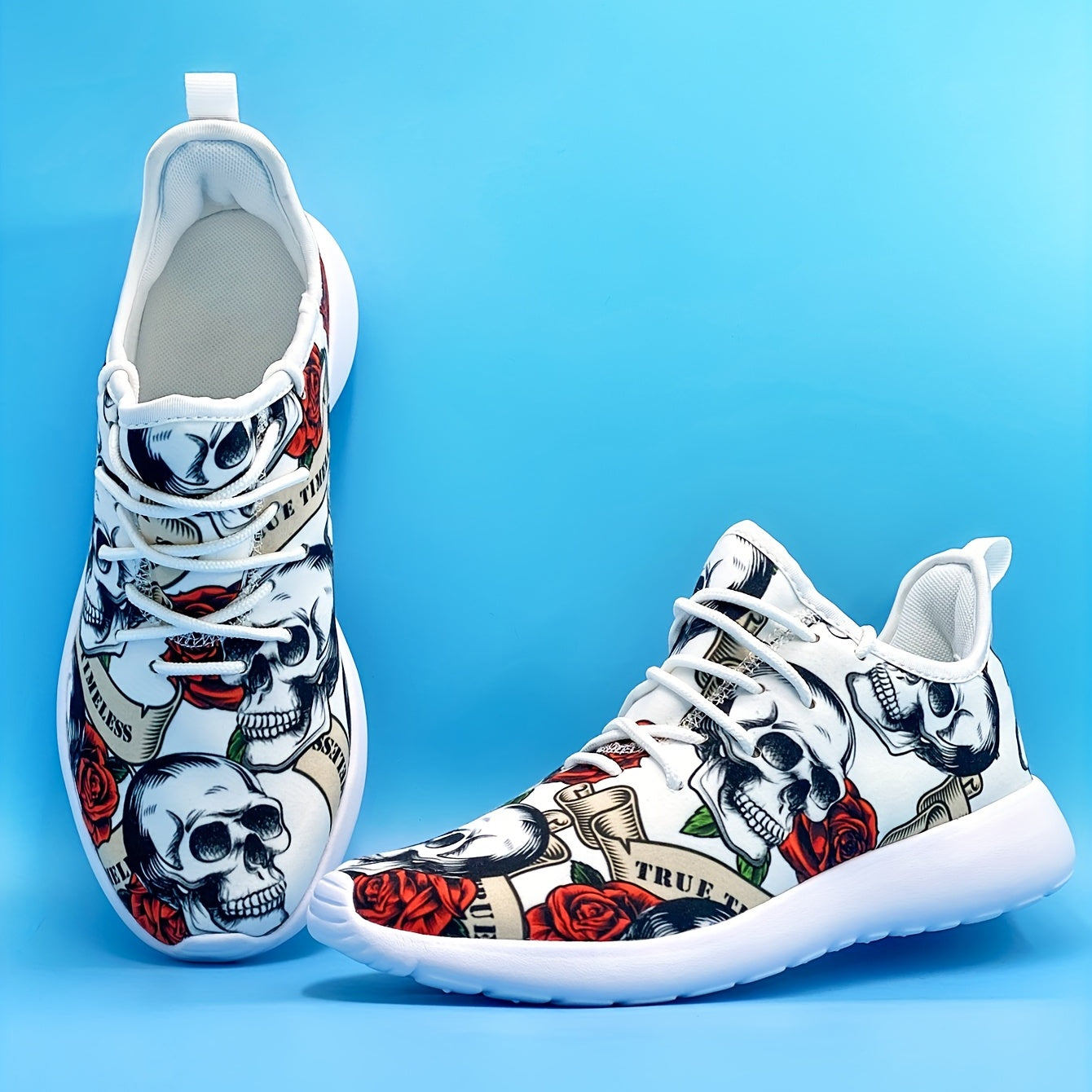 Men's Skull Print Lightweight Running Shoes Soft Sole Non slip Sneakers