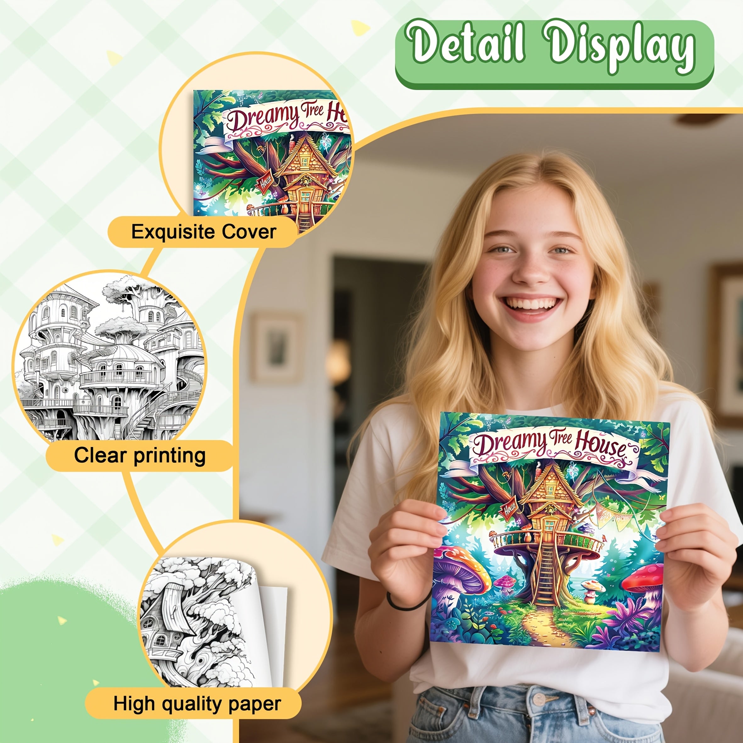 Dreamy Tree House Adult Coloring Book - Intricate Nature Scenes