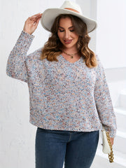  Lantern Sleeve Boat Neck Sweater Women's Plus Casual Pullover