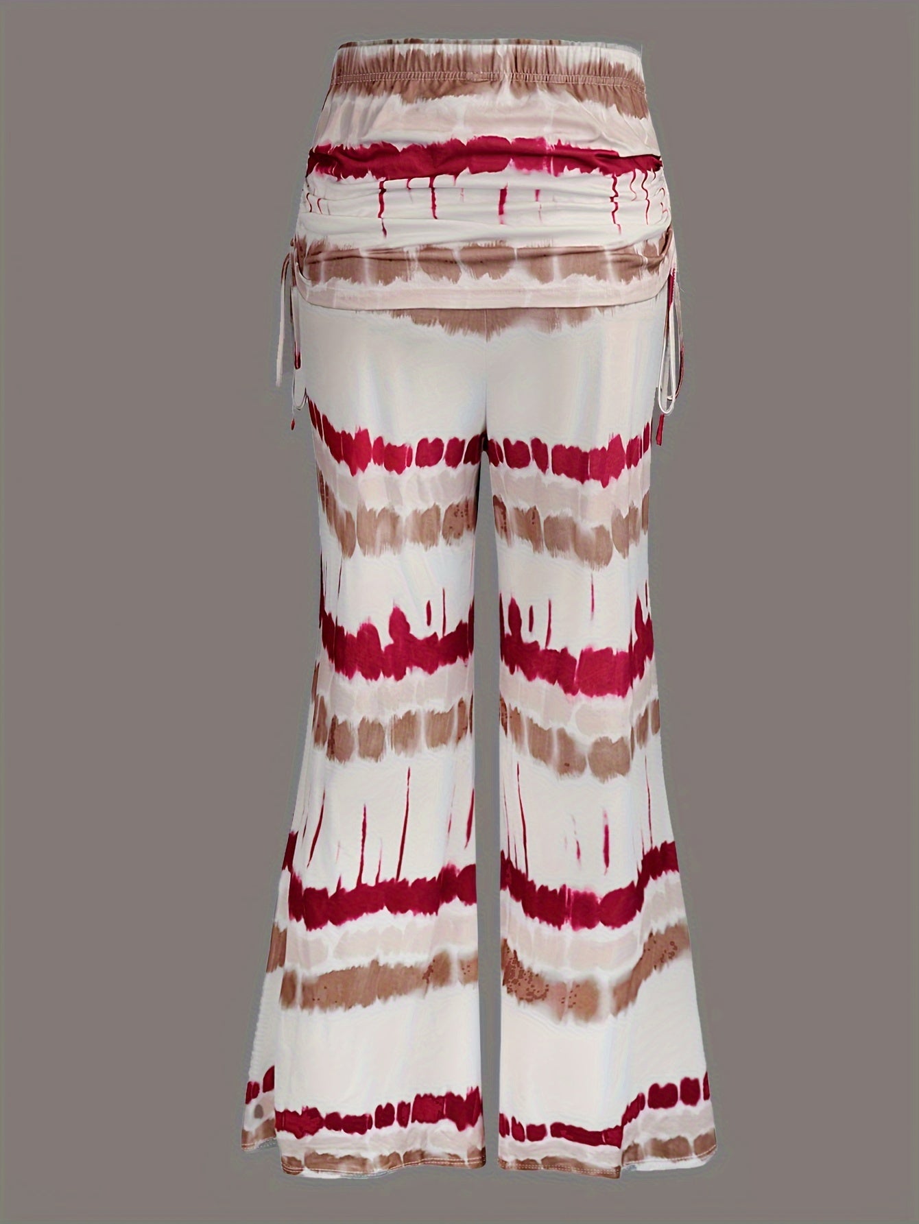  Tie Dye Ruched High Rise Wide Leg Trousers